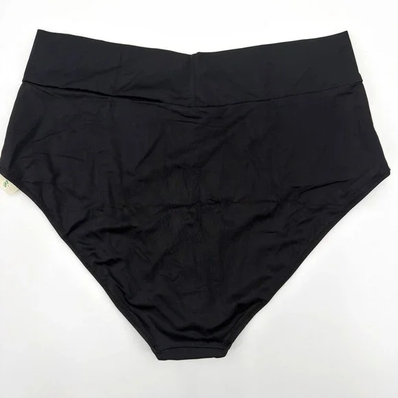 Aerie High Waisted Full Coverage Cross Waist Swim Bottoms Black XXL - Picture 12 of 12